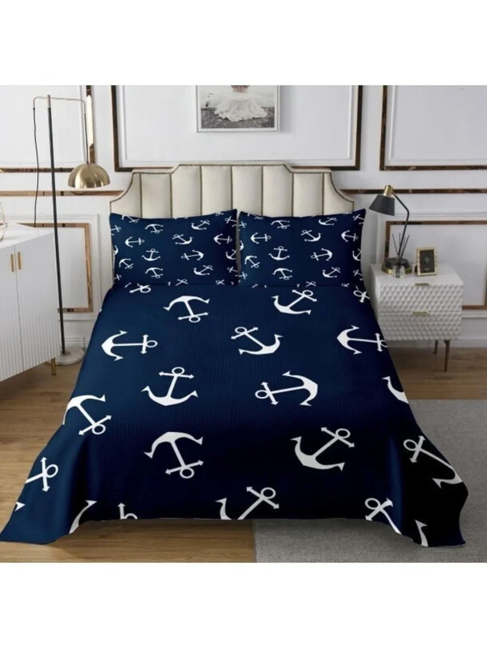 Anchor Decor Comforter Set Quee Size Nautical Themed Bedding Set